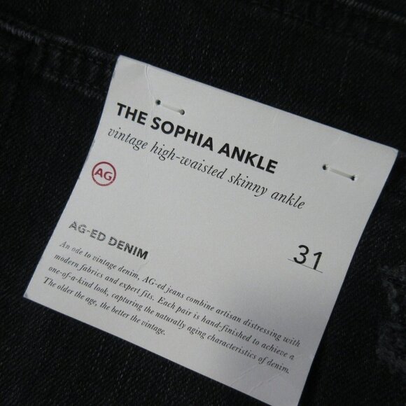 NWT AG Adriano Goldschmied Sophia Ankle in 4 Years Fazed Black Skinny Jeans 31 - Picture 6 of 7